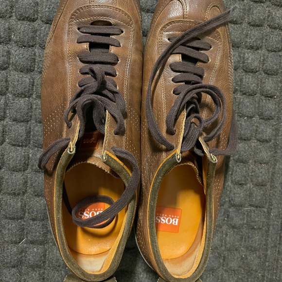 Men's Hugo Boss Saturn Brown Leather Sneakers Trainers Size US 11 EU 44 - Picture 10 of 14
